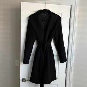 Ann Taylor Elegant Black Belted Coat